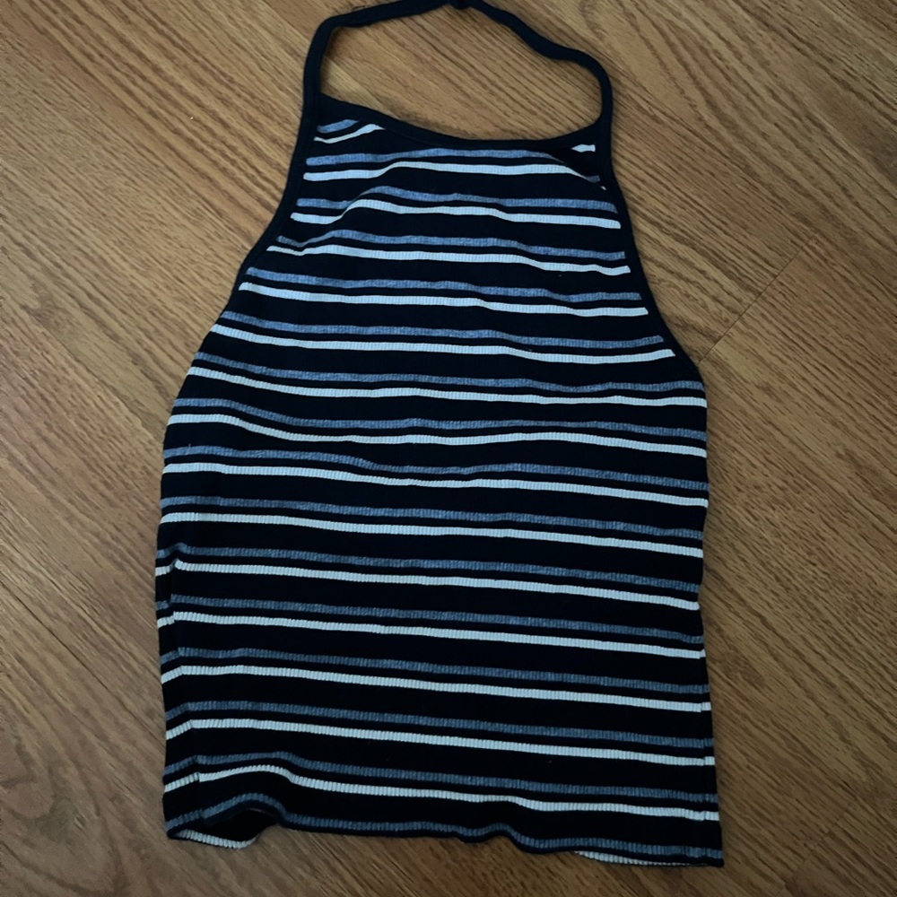 Brandy Melville Black and White Striped Top